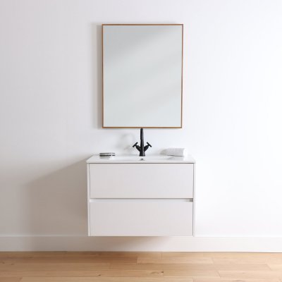 Anton 32", Wall Mount Gloss White Vanity with Ceramic Top