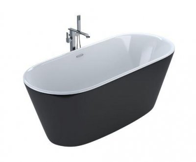 Ovale 59" Composite Acrylic Black and White Free Standing Bathtub