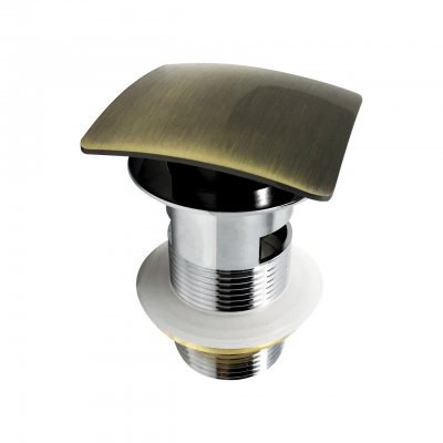 Aqua Solid Brass Square Gold Bronze Pop-up Drain - with overflow