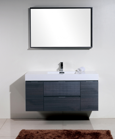 Bliss 48", Kubebath Grey Oak Wall Mount Modern Bathroom Vanity