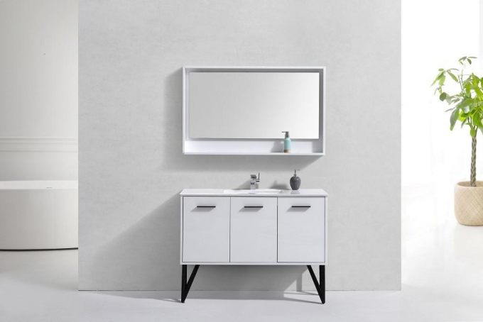 Nella 48" High Gloss White Modern Bathroom Vanity