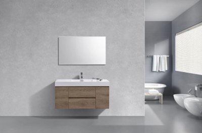 Bliss 48", Kubebath Beachwood Wall Mount Modern Bathroom Vanity