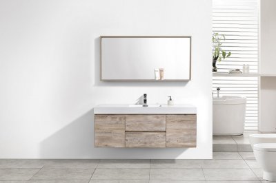 Bliss 60", Kubebath Maple Grey Wall Mount Modern Bathroom Vanity