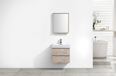 Bliss 24", Kubebath Maple Grey Wall Mount Modern Bathroom Vanity