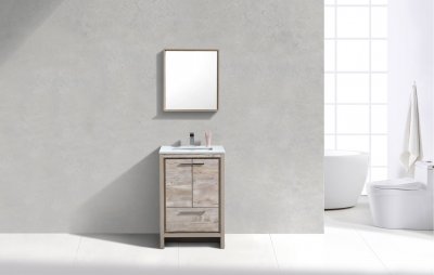 Dolce, KubeBath, 24" Maple Grey Modern Bathroom Vanity w/ Quartz Top