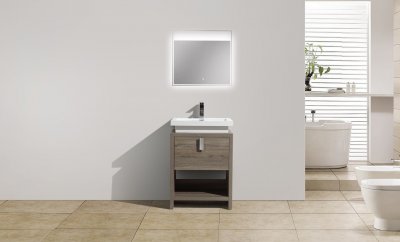 Levi 24", Havana Oak Modern Bathroom Vanity with Acrylic Top