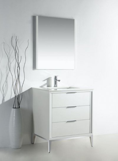 Divani 30", Kubebath Modern Gloss White Vanity