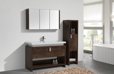 Levi 48", Rosewood Modern Bathroom Vanity with Acrylic Top