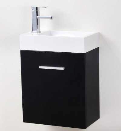 Bliss 18", Kubebath Black Wall Mounted Modern Bathroom Vanity
