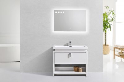 Levi 40", Gloss White Modern Bathroom Vanity with Acrylic Top