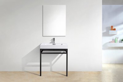 Haus 30", Kube Stainless Steel, Matte Black Modern Bathroom Vanity