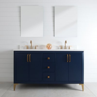 Hudson 60", Cobalt Blue Bathroom Vanity, Double Sink