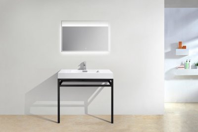 Haus 36", Kube Stainless Steel, Matte Black Modern Bathroom Vanity