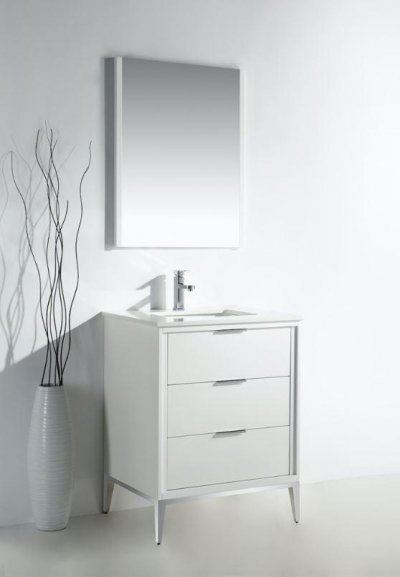 Divani 24", Kubebath Modern Gloss White Vanity