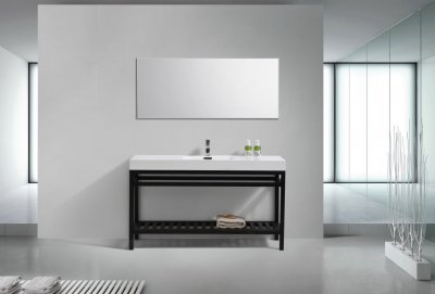 Cisco 60", Kube Matte Black Modern Bathroom Vanity