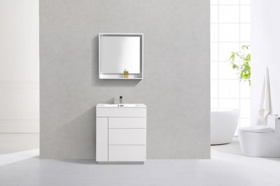 Milano 30" High Gloss White Modern Bathroom Vanity