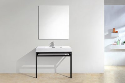 Haus 40", Kube Stainless Steel, Matte Black Modern Bathroom Vanity