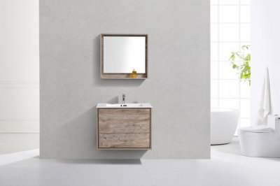 DeLusso 30", Kube Maple Grey Wall Mount Modern Bathroom Vanity