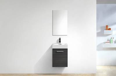 Bliss 16", Kubebath Grey Oak Wall Mount Modern Bathroom Vanity