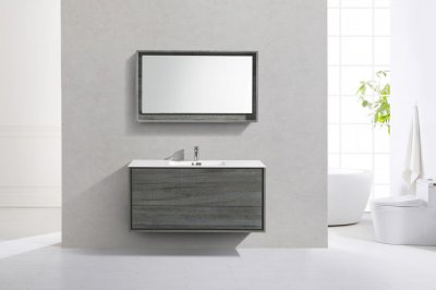 DeLusso 48", Kube Urban Oak Wall Mount Modern Bathroom Vanity