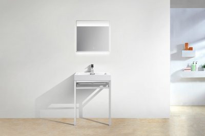 Haus 24", Kube Stainless Steel Modern Bathroom Vanity