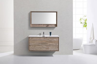 DeLusso 48", Kube Maple Grey Wall Mount Modern Bathroom Vanity