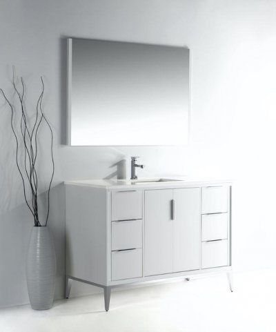 Divani 48", Kubebath Modern Gloss White Vanity