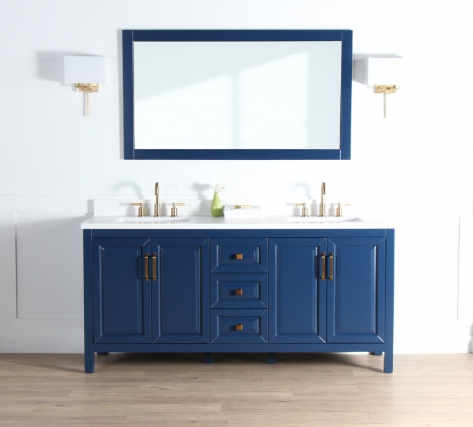 Berkeley 72", Cobalt Blue Bathroom Vanity, Double Sink