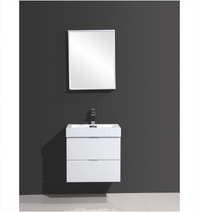 Bliss 24", Kubebath High Gloss White Wall Mount Modern Bathroom Vanity