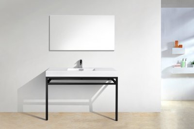Haus 48", Kube Stainless Steel, Matte Black Modern Bathroom Vanity
