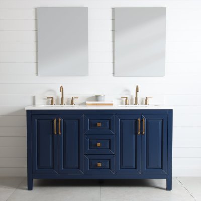 Berkeley 60", Cobalt Blue Bathroom Vanity, Double Sink