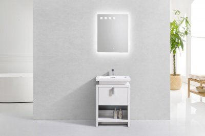 Levi 24", Gloss White Modern Bathroom Vanity with Acrylic Top