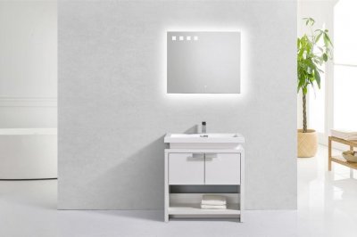 Levi 30", Gloss White Modern Bathroom Vanity with Acrylic Top