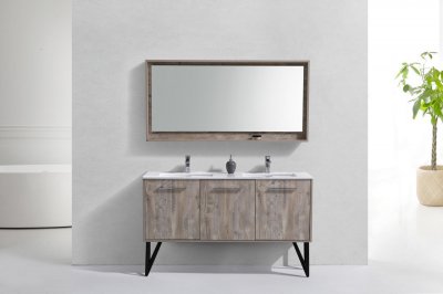 Nella 60" Maple Grey Modern Bathroom Vanity, Double Sink