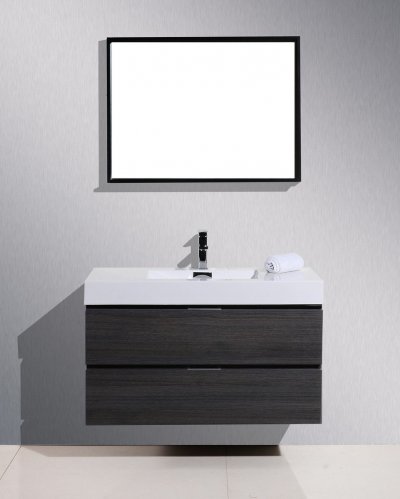 Bliss 40", Kubebath Grey Oak Wall Mount Modern Bathroom Vanity