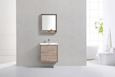 DeLusso 24", Kube Maple Grey Wall Mount Modern Bathroom Vanity