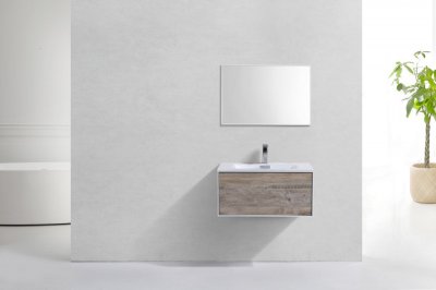 Divario 30", Kube Maple Grey Wall Mount Modern Bathroom Vanity