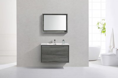 DeLusso 36", Kube Urban Oak Wall Mount Modern Bathroom Vanity