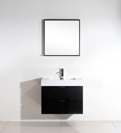 Bliss 30", Kubebath Black Wall Mount Bathroom Vanity