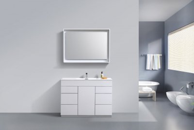 Milano 48" High Gloss White Modern Bathroom Vanity