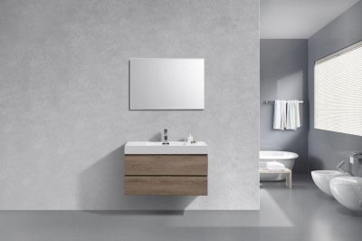 Bliss 40", Kubebath Beachwood Wall Mount Modern Bathroom Vanity