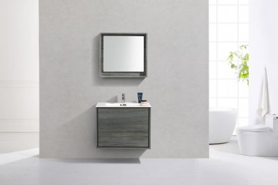 DeLusso 30", Kube Urban Oak Wall Mount Modern Bathroom Vanity