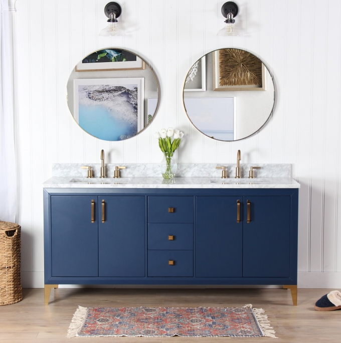 Hudson 72", Cobalt Blue Bathroom Vanity, Double Sink