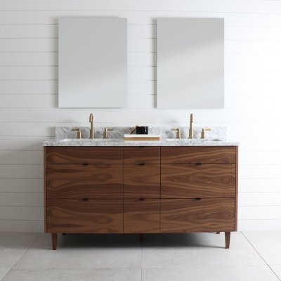Asher 60", Teodor Modern American Black Walnut Vanity, Double Sink