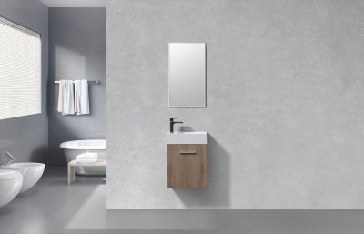 Bliss 18", Kubebath Beachwood Wall Mounted Modern Bathroom Vanity
