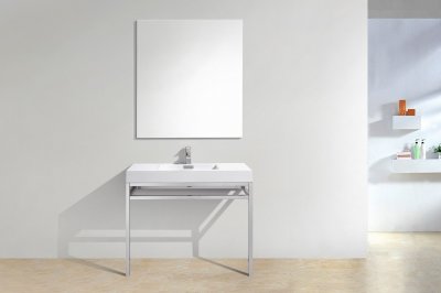 Haus 40", Kube Stainless Steel Modern Bathroom Vanity