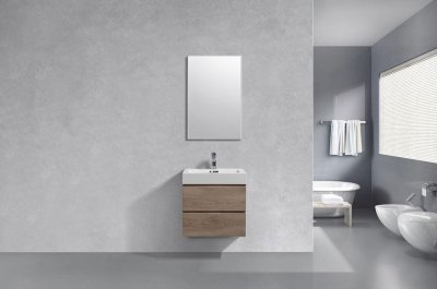Bliss 24", Kubebath Beachwood Wall Mount Modern Bathroom Vanity
