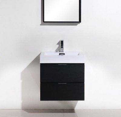 Bliss 24", Kubebath Black Wall Mount Modern Bathroom Vanity