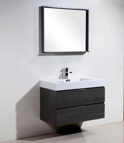 Bliss 36", Kubebath Grey Oak Wall Mount Modern Bathroom Vanity