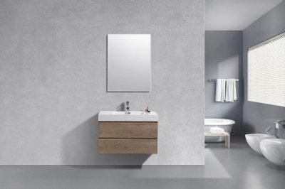 Bliss 36", Kubebath Beachwood Wall Mount Modern Bathroom Vanity